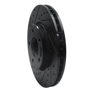 Jaguar XJR Brake Rotor (1) - Front Left - R1 Concepts - Drilled & Slotted - Black - `97-`03